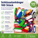 100 Schlüsselschilder mit Ring zum Beschriften bunt...