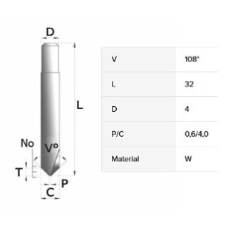 Fräser Ø 4.00mm - V009 -  RIC05268B