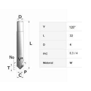 Fräser Ø 4.00mm - V011 -  RIC05272B