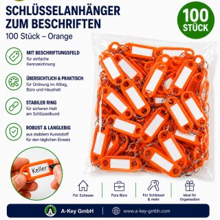 Schlüsselanhänger orange 100 Stück