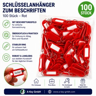 Schlüsselanhänger rot 100 Stück
