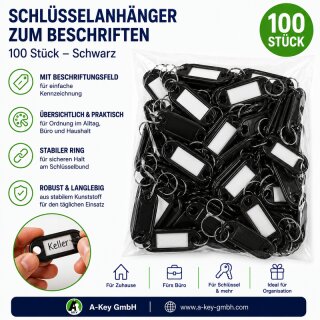 Schlüsselanhänger schwarz 100 Stück