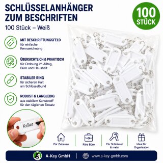 Schlüsselanhänger weiß 100 Stück