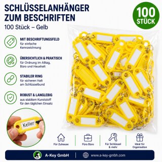 Schlüsselanhänger gelb 100 Stück