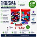 Kennkappen und Kennringe farbig  je 200 Stück...