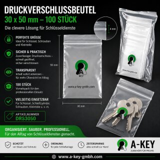 Druckverschlussbeutel 30 × 50 mm – 100 Stück