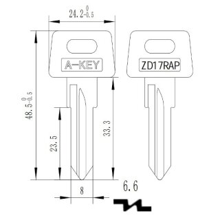 ZD17RAP   ZAD27P 1325  -ZA-7DP- Motorroller  Fahrzeugschlüssel