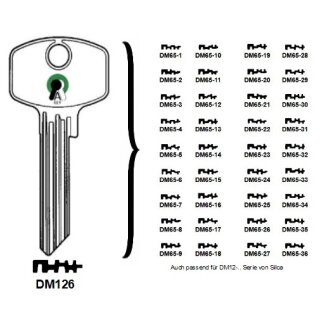 DM126 DOM-40D 1363-0 DM1024PP 1363/0 bis 35 DM65-1 -  Universalschlüssel Börkey Alpaka