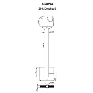 Tresorschlüssel Safe Rohling Wittkopp 6CAW3 Silca Keyblank