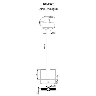 Tresorschlüssel Safe Rohling Wittkopp 6CAW3