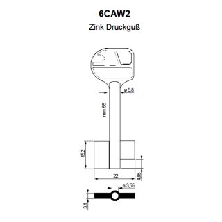 Tresorschlüssel Safe Rohling Wittkopp 6CAW2 Silca Keyblank