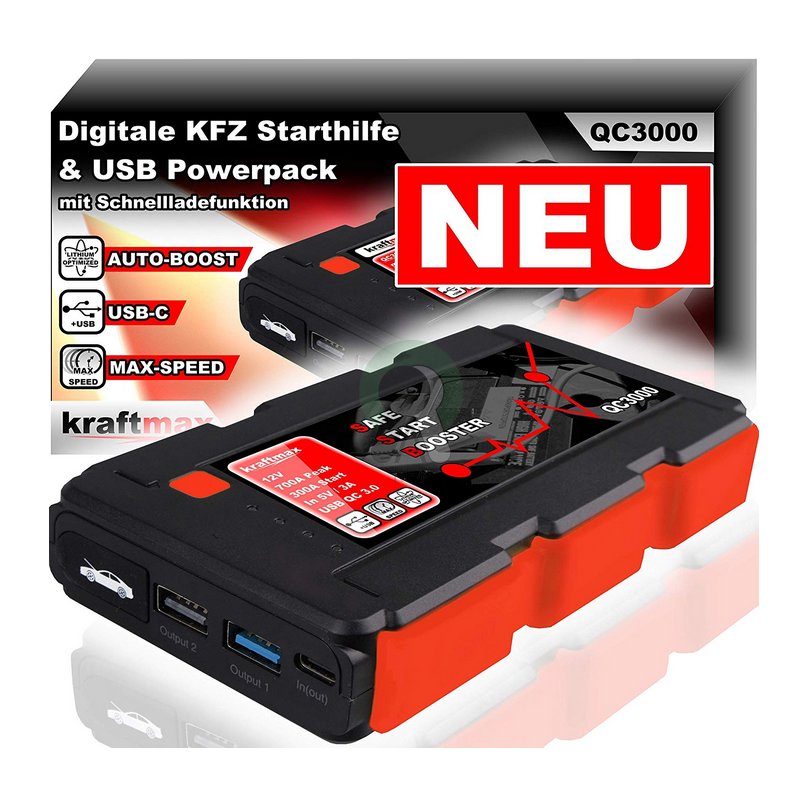 Digitale KFZ Starthilfe & USB Powerpack