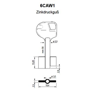 6CAW1 Tresorschlüssel Wittkopp Cawi