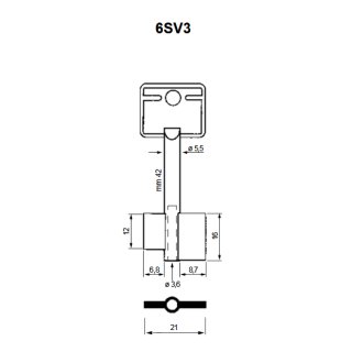 6SV3 Tresorschlüssel Doppelbartschlüssel