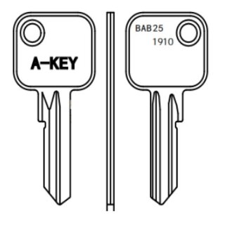 BAB25  1910 BAB-14D  BAB10 - Zylinderschlüssel