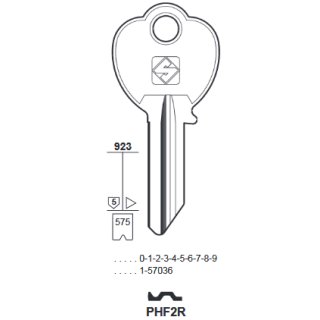 PHF2R  1671  PFA-3  PH4S - Kleins Zylinder Schlüssel