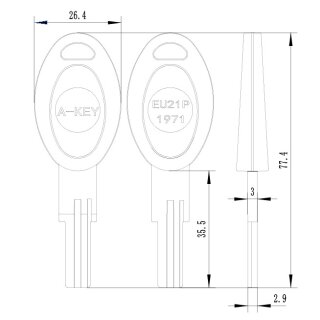 EU21P - EL16P180 -  1971P -c  Fahrzeugschlüssel - Wohnwagenschlüssel