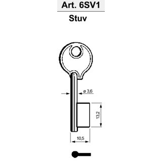 6SV1 Brieffachschlüssel Geldkassette Schlüssel für STUV